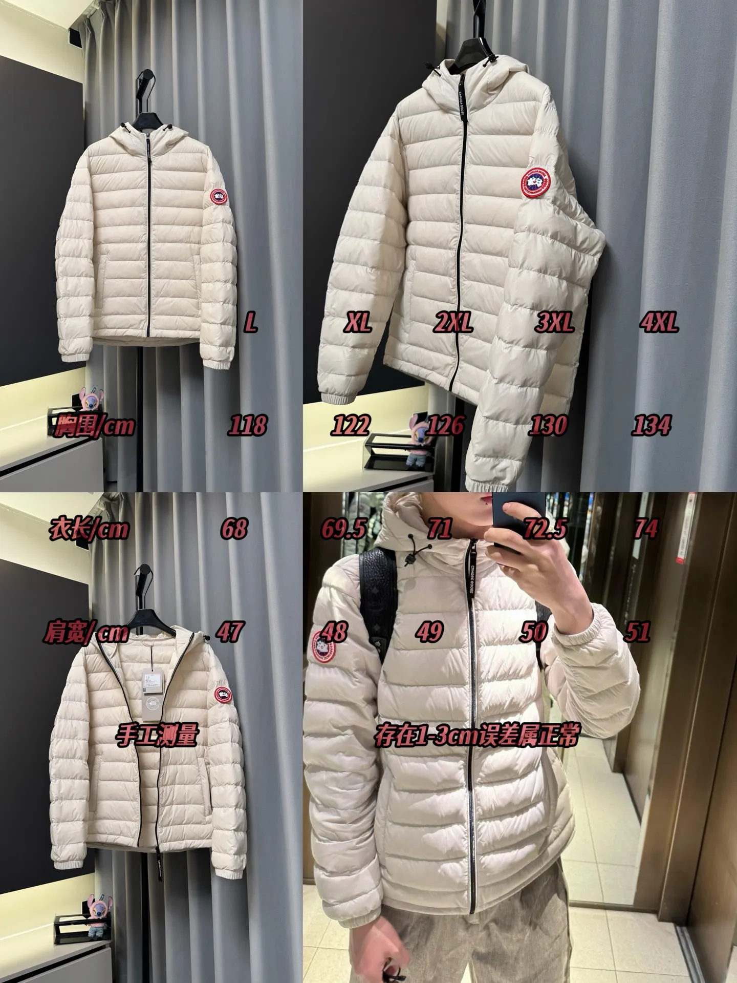 [Special grade down] 90% down Canada Goose/𝐂𝐚𝐧𝐚𝐝𝐚 𝐆𝐨𝐨𝐬𝐞 26FW red label lightweight hooded down jacket. Slim-fitting horizontal quilted version, neat and slim without being bloated. Classic round red label badge on the left arm, full of brand recognition. Integrated hood design, the hood is equipped with a drawstring adjustment buckle to tighten the hood to prevent wind. Fabric: The outer layer is made of high-density lightweight nylon fabric, which is thin and tear-resistant. It has water-repellent fabric to resist light rain and snow. The fabric is soft and not stiff, and can be stored and portable. The inside is filled with high-quality down, which is light and pressure-free, warm and stable, and there is no heavy burden on the upper body. Craftsmanship: horizontal strips are used to lock the down, and segmented quilting is used to firmly fix the down and prevent it from running away and clumping. The stitching is fine and smooth, each grid is evenly filled with velvet, and the pattern is long-lasting and not easy to collapse. The main zipper is smooth, the zipper webbing is printed with the brand logo, and the zipper closes tightly to lock in the internal temperature. Detailed workmanship: Built-in hand pockets on both sides, reinforced wiring, making it safer to place items. The cuffs are elasticated to prevent cold wind from entering. The hat rope is equipped with a Black plastic adjustment buckle, making it easy to adjust the tightness. The whole piece of clothing has fine hemming, clean thread processing, and neat tailoring, taking both practicality and texture into account. Color: Cream White Size: L/XL/2XL/3XL/4XL